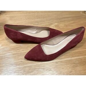 Franco Sarto Womens Burgundy Suede Pointed Toe Low Block Heel Pumps Size9.5